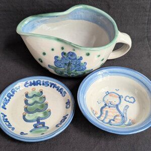 M.A. Hadley Pottery Gravy Boat Pourer / X'mas Tree Dish